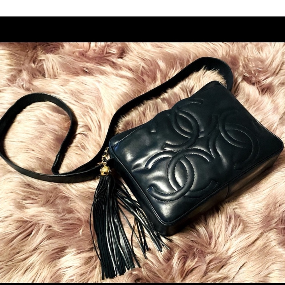 Rare Vintage Chanel Triple CCC Dark Blue Camera Bag🤍